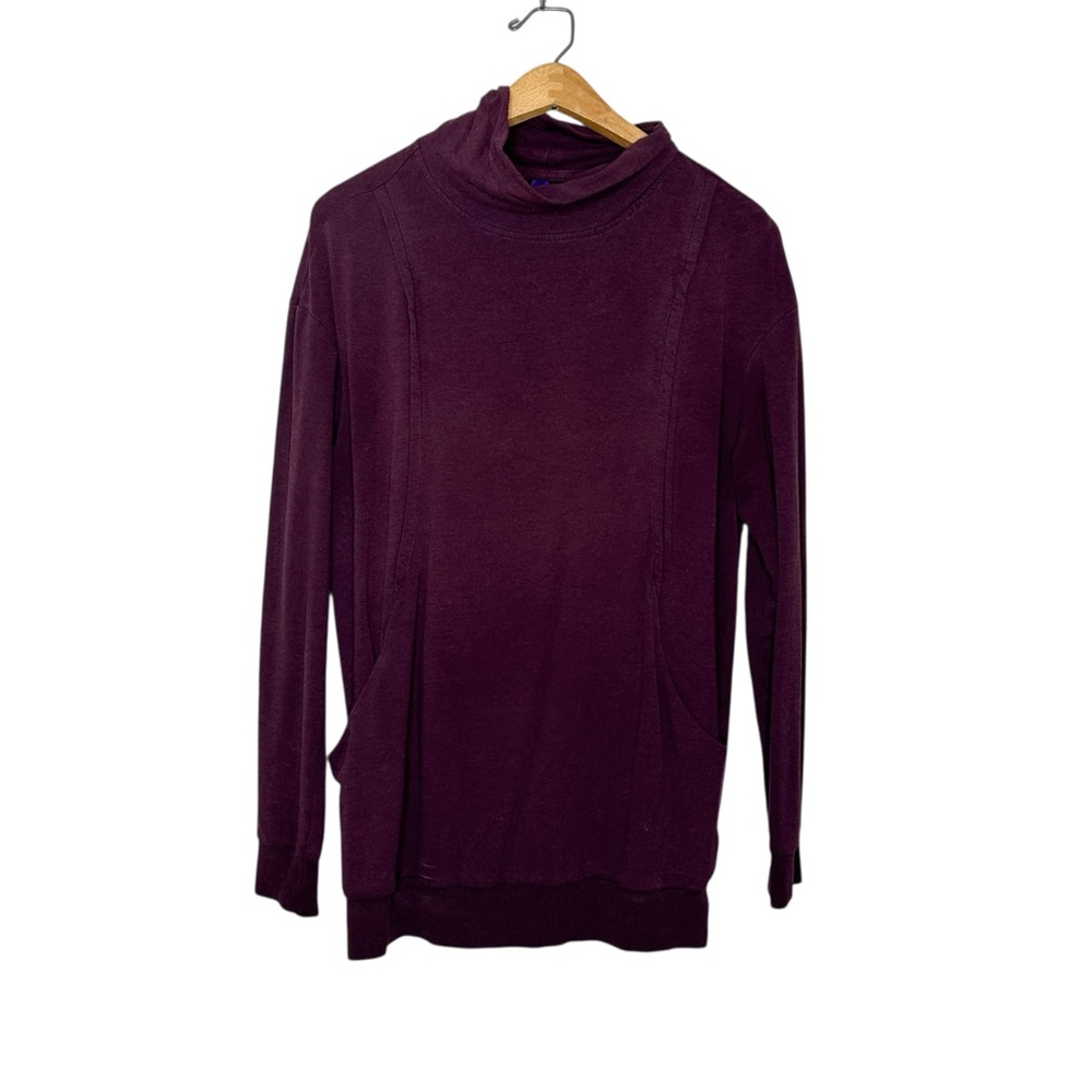 Seraphine Womens Maternity and Postpartum Cowl Neck Sweatshirt Maroon Purple XS